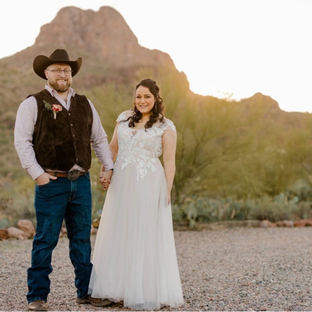 David’s bridal wedding gown with pockets. Worn once, no damage.